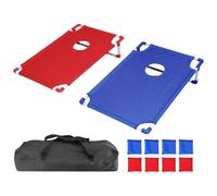 Portable Cornhole Game Set, Corn Hole Toss Lawn Games, ABS Board with 6 Bean Bags, Lightweight and Durable Outdoor Toy, Patio, Garden, Kids, Camping, Adults, Travel, Park, 58x51x11.3cm