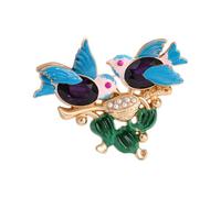 Portable Crystals Embellished Avian Brooch Suitable For Casual Office Event And Parties Blue Wing Bird Brooch