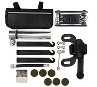 Portable Cycling Pump 120PSI | 16 - in - 1 Multifunction Tire Inflator with Repair Kit | Presta & Schrader Valve Compatible | Aluminum Alloy Body for Rides/Motorcycles/Sports (Argento)