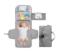 Portable diaper changing station, multiple pockets design diaper changing pad, waterproof changing pad, multi-functional reusable diaper change pad for home, travel, convenient diaper changing