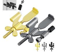 Portable Door Stoppers, Adjustable Portable Door Stopper for Travel with Protective Silicone Caps, Quick Setup, for Home and Travel, for Traveling Hotel Home Apartment (Gold+Grey)
