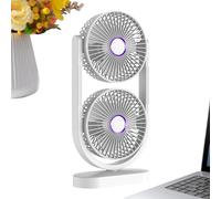 Portable Double Fan - Quiet Rechargeable Desk Cooler, Battery Powered Summer Airflow Unit, Compact Travel Cooling Device | Efficient Breeze Solution for Outdoor Camping Fishing Picnic Apartment Bedroo