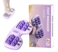 Portable Double Foot Massage Roller, Dual Feet Massager Roller, Three Massage Techniques with Acupressure Nodes, Stress and Fatigue Relief, for Home & Office (Purple)