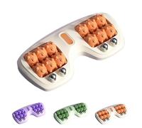 Portable Double Foot Massage Roller, Manual Massager with Magnetic Beads, 24-Wheel Dual Foot Relax Tool for Arch & Heel Care, Home & Office Use (Orange)
