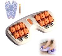 Portable Double Foot Massage Roller, Three Massage Techniques for Relieve Pain From Plantar Fasciitis, Portable Feet Massager Tool for Home Office Use, Stress Relief and Improved Circulation (Orange)