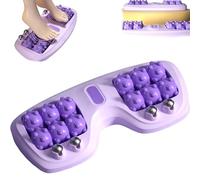 Portable Dual Foot Massage Roller, Dual Foot Acupressure Therapy for Pain Relief, Deep Tissue Shiatsu Feet Massager, Portable Reflexology Tool for Home and Office Use (Purple)
