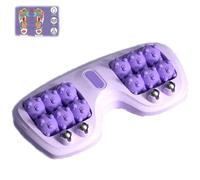 Portable Dual Foot Massage Roller, Dual Foots Acupressure Tools, Four-row roller foot massager, Stress Relief and Improved Circulation, for Home Office (Purple)
