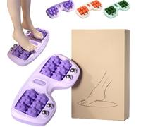 Portable Dual Foot Massage Roller, Foot Massager Roller for Plantar Fasciitis Relief, Portable Reflexology Tool for Home and Office, Dual Pressure Point Foots Massager (Purple)