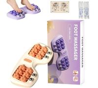 Portable Dual Foot Massage Roller, Plantar Fasciitis Massage Roller, 4-Row Magnetic Foot Tool, Deep Tissue Muscle Tool,for Home and Office Use (Orange)