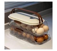 Portable Egg Holder for Fridge, Automatic Rolling Egg Container for Refrigerator, Clear Plastic Egg Dispenser, 2 3 Layer Stackable Eggs Organizer(33x16.5x15.5cm/13x6.5x6in)
