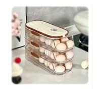 Portable Egg Holder for Fridge, Automatic Rolling Egg Container for Refrigerator, Clear Plastic Egg Dispenser, 2 3 Layer Stackable Eggs Organizer(33x16.5x21.5cm/13x6.5x8.5in)