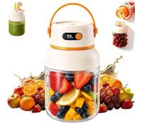 Portable Electric Juicer Cup with Zero Cord Hassle, Wireless Personal Juicer Cup USB Rechargeable Blender, 2-In-1 Dual Lid Design for Shakes and Smoothies, for Gym, Office, Travel (1000ml)