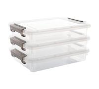 Portable File Box - Clear Stackable Box | Space Saving Storage with Lid Organizer, A4 B5 Document Holder with Handles for Office, Home, School, Dorm, Passport ID Paper Sorting for Neat Filing