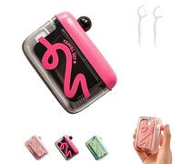 Portable Floss Pick Dispenser with One-Touch Eject, Travel Floss Picks Case, Compact Case Can Holds 15-16 Refillable Flossers, Easy to Carry with you, With 100 PCS Flos (Black+100PCS Floss)