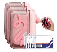 Portable Floss Pick Dispenser with One-Touch Eject, Travel Floss Picks Case with 50 floss, Compact Unit Holding 15-16 Refillable Flossers for Travel and Home Using (3 Set Pink)