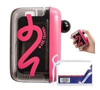 Portable Floss Pick Dispenser with One-Touch Eject, Travel Floss Picks Case with 50 floss, Compact Unit Holding 15-16 Refillable Flossers for Travel and Home Using (Black)