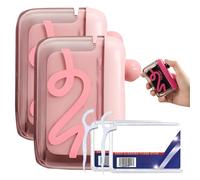 Portable Floss Pick Dispenser with One-Touch Eject, Travel Floss Picks Case with 50 floss, Compact Unit Holding 15-16 Refillable Flossers for Travel and Home Using (2 Set Pink)