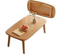 Portable Folding Coffee Table Rectangle Small, Floor Sitting Low Table Small Space Minimalist Japanese Tatami Room, for Bedroom, Living room, Balcony, No Assembly(Natural,100cm)