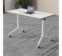 Portable Folding Conference Table with Flip Top and Silent Wheels Waterproof Foldable Meeting Table for Office Seminar and Classroom Use 55.1x21.7x29.1 Inches (Colore: A)