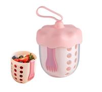 Portable Fruit Cup - With Strainer 600ml Leak-proof Cup With Lid And Fork