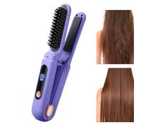 Portable Hair Styling Brush, Function Straightener and Curler, Wireless Hair Straightener, Rechargeable Flat Iron Brush, Negative Ion Hair Smoother, Cordless Curling Iron Brush
