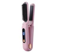 Portable Hair Styling Brush, Function Straightener and Curler, Wireless Hair Straightener, Rechargeable Flat Iron Brush, Negative Ion Hair Smoother, Cordless Curling Iron Brush