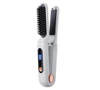 Portable Hair Styling Brush, Function Straightener and Curler, Wireless Hair Straightener, Rechargeable Flat Iron Brush, Negative Ion Hair Smoother, Cordless Curling Iron Brush
