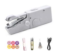 Portable Handheld Sewing Machine for Beginners, DIY Electric Cordless Fast Stitching Machine, Small Manual Handy Stitch Tool Travel, Quick Sew Mini Portable Electric Sewing Machine(White Style,C)