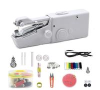 Portable Handheld Sewing Machine for Beginners, DIY Electric Cordless Fast Stitching Machine, Small Manual Handy Stitch Tool Travel, Quick Sew Mini Portable Electric Sewing Machine(White Style,A)