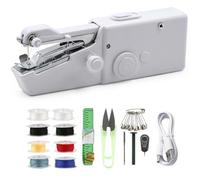 Portable Handheld Sewing Machine for Beginners, DIY Electric Cordless Fast Stitching Machine, Small Manual Handy Stitch Tool Travel, Quick Sew Mini Portable Electric Sewing Machine(White Style,D)