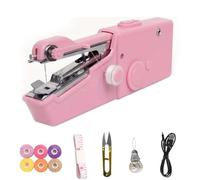 Portable Handheld Sewing Machine for Beginners, DIY Electric Cordless Fast Stitching Machine, Small Manual Handy Stitch Tool Travel, Quick Sew Mini Portable Electric Sewing Machine(Pink Style,C)