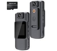 Portable HD Action Camera, 1080p mini Wearable Action Cameras, Night Vision Actions Camera, Body Cam with Audio and Video Recording, 150° Wide Angle, 180° Lens, 7 Hour Battery Life (16G Memory Card)