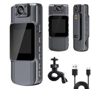 Portable HD Action Camera, 4K UHD Mini Body Camera with Audio and Video Recording, 150° Wide Angle 180° Rotatable Lens with 1.54in Display Night Vision Motion Detection for Daily Volg (4K+Stand)