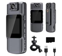 Portable HD Action Camera, 4K UHD Mini Body Camera with Audio and Video Recording, 150° Wide Angle 180° Rotatable Lens with 1.54in Display Night Vision Motion Detection for Daily Volg (4K+Stand+128G)