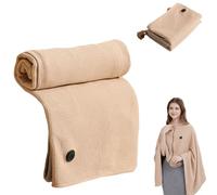 Portable Heated Blanket Shawl: Fast USB Heating, 3 Levels for Instant Warmth (Beige,Without a power bank)