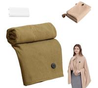Portable Heated Blanket Shawl: Fast USB Heating, 3 Levels for Instant Warmth (Green,With a power bank)