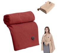 Portable Heated Blanket Shawl: Fast USB Heating, 3 Levels for Instant Warmth (Red,Without a power bank)