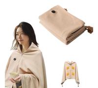 Portable Heated Shawl Wraps for Women, 2026 New Cordless Heated Blanket Shawl with with 3 Heating Levels, 15s Fast Heating Zipper Blanket for Winter (Khaki)