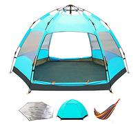 Portable Hexagon Pop Up Tent 3-5 Person, Family Instant Camping Tent Anti UV Lightweight Waterproof for Beach BBQ Park Fishing Mountain House Sun Shade Shelter Canopy