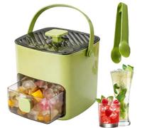 Portable Ice Cube Maker with Lid and Storage Box, Ice Cube Maker Machine, 48-Cube Easy Press Release Ice Trays for Freezer, BPA-Free Small Ice Maker Countertop for Whiskey, Coffee (Green)