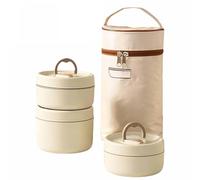 Portable Insulated Lunch Container Set,2/3/4 Tier Stackable Stainless Steel Lunchs Container with Insulated Bag and Tableware,Adult Lunch Box,Hot Foodlunchs Containers for Work Picnics (Beige,3-Tier)