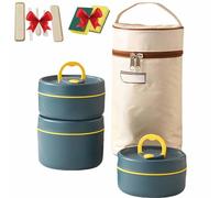 Portable Insulated Lunch Container Set,2/3/4 Tier Stackable Stainless Steel Lunchs Container with Insulated Bag and Tableware,Adult Lunch Box,Hot Foodlunchs Containers for Work Picnics (Blue,3-Tier)