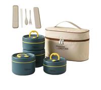 Portable Insulated Lunch Container Set,4 Tier Separate Stackable Stainless Steel Lunch Container with Insulated Lunchs Bag,Microwave Safe Leakproof Thermal Food Container for Work Picnics (Blue,4PCS)