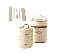 Portable Insulated Lunch Container Set,4 Tier Separate Stackable Stainless Steel Lunch Container with Insulated Lunchs Bag,Microwave Safe Leakproof Thermal Food Container for Work Picnics (White,2PCS)