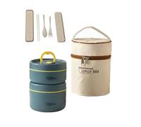 Portable Insulated Lunch Container Set,4 Tier Separate Stackable Stainless Steel Lunch Container with Insulated Lunchs Bag,Microwave Safe Leakproof Thermal Food Container for Work Picnics (Blue,2PCS)