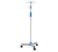 Portable IV Pole Stand with Wheels - Adjustable Height Stainless Steel IV Drip Stand for Hospital, Clinic, Home Care & Ambulance - Multiple Hooks, Rolling Medical Stand