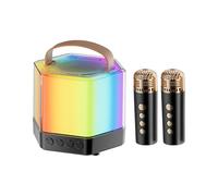 Portable Karaoke Machine, RGB Light Wireless Speaker with 2 Microphones, LED Party Sound System for Outdoor Camping, Home Use, Birthday Events, Picnics, Weddings, and Family Entertainment
