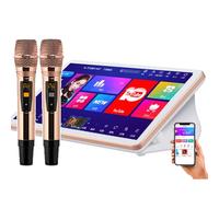 Portable Karaoke Player,18.5 Inch 4K Touch Screen Karaoke Machine with 2 Reverb Microphones,Dual System for Karaoke, Movie Watching,Games,YouTube,Support App, WeChat and Voice Assistant,White-8T