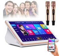 Portable Karaoke Player, Karaoke Machine, 18.5 Inch 4K Touch Screen + Wireless Microphones, Dual System for Karaoke, Movie Watching, Games, YouTube, Support App, WeChat and Voice Assistant,White-3T