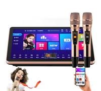 Portable Karaoke Player with Wireless Mic, 18.5 InchTouch Screen Intelligent Voice, Phone Remote & App Control, Cloud Song Download, KTV Singing Player for Home, Family, and Party Use,Black-1T